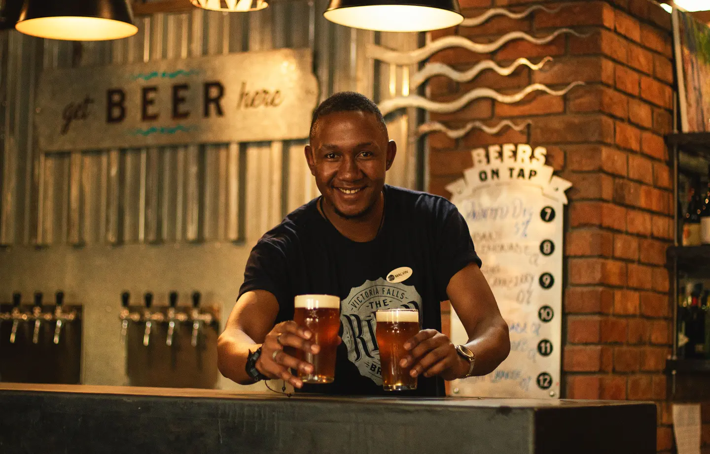 Serving beer at the River Brew Co